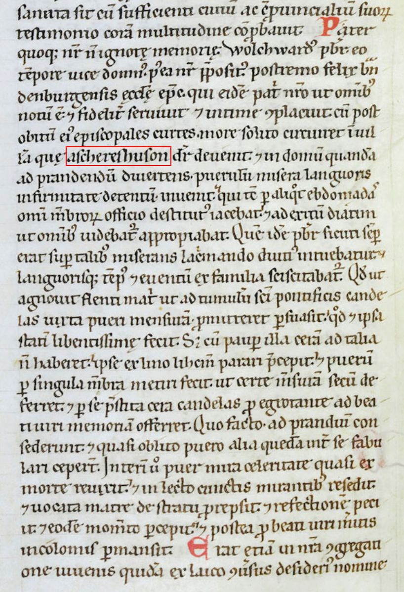 Kapitel 39 der Vita Godehardi posterior in einer Handschrift aus Heiligenkreuz, Mitte des 12. Jahrhunderts